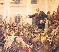 Lenin arengando a las masas