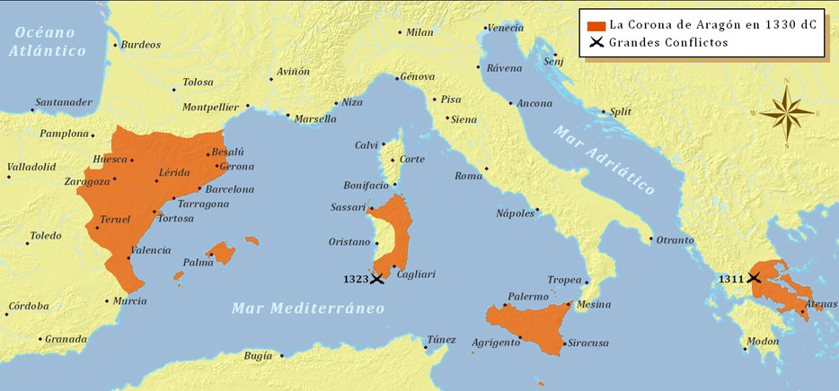 mapa Corona de Aragón