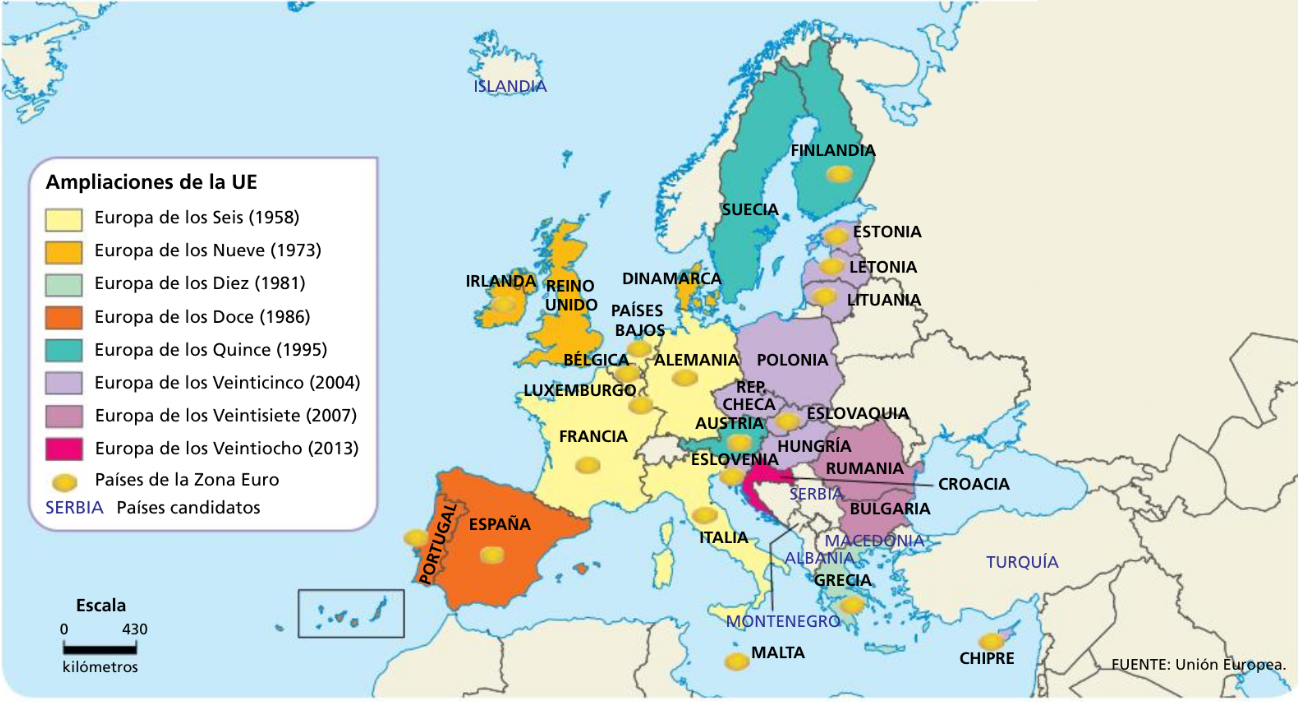 Mapa de la Unión Europea